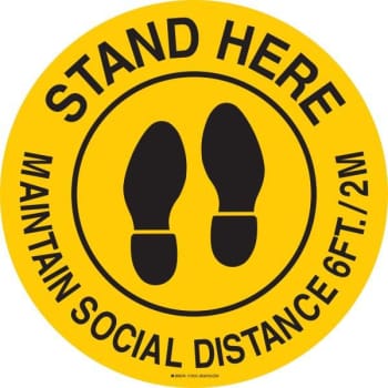 Brady® Toughstripe® Maintain Social Distance Of 6ft Sign, Black/Yellow