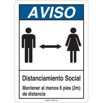 Image for Brady® Notice Social Distancing Spanish Sign 7x10, Polyester from HD Supply