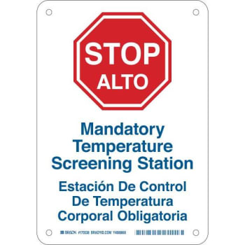 Image for Brady® Temperature Screening Bi-Lingual Sign, Polystyrene, 10h X 7w from HD Supply