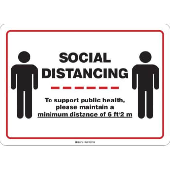 Brady® 6ft Social Distancing Sign, 10w X 14h, Aluminum