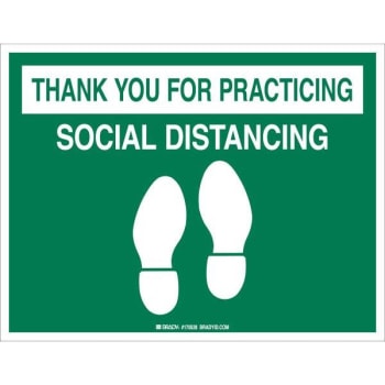 Image for Brady® "thank You For..social Distancing" Vinyl Floor Sign, 11"w X 8.5"h, Green from HD Supply