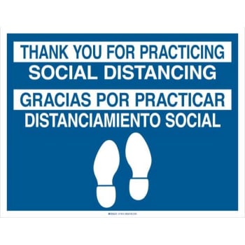 Image for Brady® Thank You.. Social Distancing Bi-Lingual Vinyl Floor Sign, 14h X 18w from HD Supply