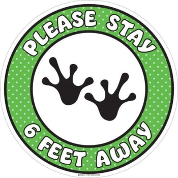 Image for Brady® Please Stay 6 Feet Away Kids Frog Vinyl Floor Sign, 17 Diameter from HD Supply