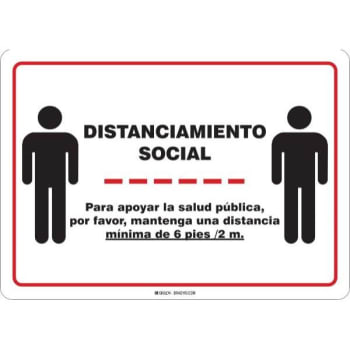 Brady® Spanish 6ft Social Distancing Sign, High Impact Styrene, 10w X 14h