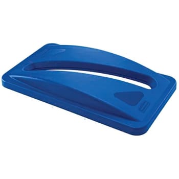 Image for Rubbermaid 23 Gallon Slim Jim Paper Slot Recycling Trash Can Lid (Blue) from HD Supply