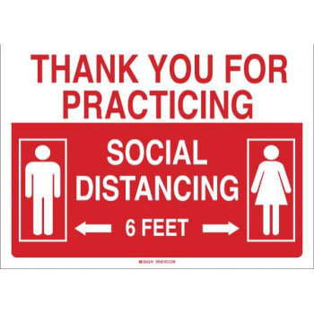 Image for Brady® Thank You For Practicing Social Distancing Sign, Aluminum 7h X 10w from HD Supply