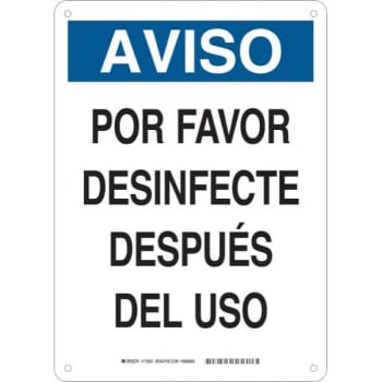 Image for Brady® Spanish Sanitize After Use Polystyrene Sign, 14h X 10w from HD Supply