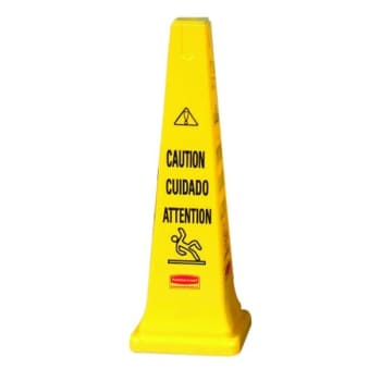 Image for Rubbermaid Yellow Plastic Safety Cone With Multi-Lingual Caution 36" (5-Pack) from HD Supply