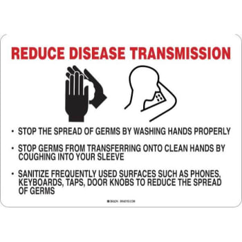 Image for Brady® Reduce Disease Sign, Aluminum, 10 X 14 from HD Supply