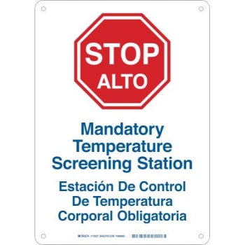 Image for Brady® Bi-Lingual Temperature Screening Aluminum Sign, 14h X 10w from HD Supply