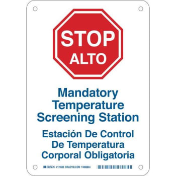 Image for Brady® Temperature Screening Bi-Lingual Sign, Aluminum, 10h X 7w from HD Supply