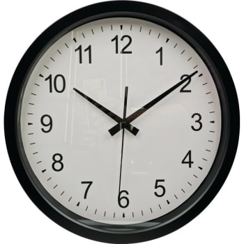 Image for Round Plastic Wall Clock 14 Inch, Black, White Face, Black Dial from HD Supply