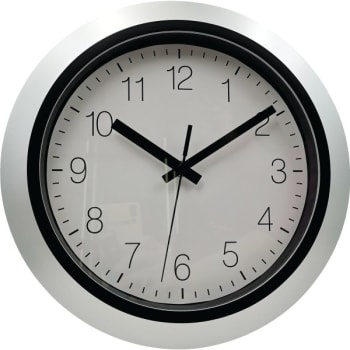 Image for Round Plastic Wall Clock 12 Inch, Silver, White Face, Black Dial from HD Supply