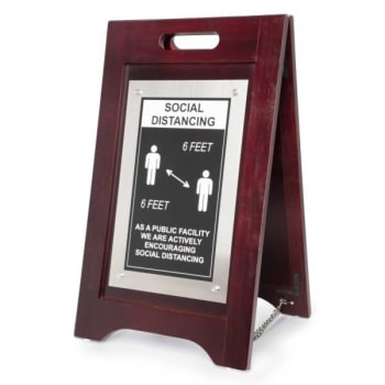 Image for Hospitality 1 Source Social Distancing..Actively Encouraging A-Frame Sign, Walnut, (2-Case) from HD Supply