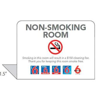 Image for Spindle Motel 6 Non-Smoking/150 Fee Easel, Case Of 50 from HD Supply