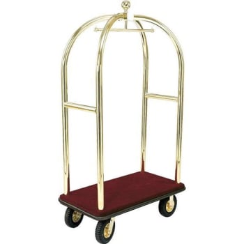Image for Forbes Brass Birdcage Bellman's Cart, Burgundy Deck from HD Supply