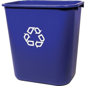 Rubbermaid 7 Gallon Rectangular Recycling Waste Basket (Blue)