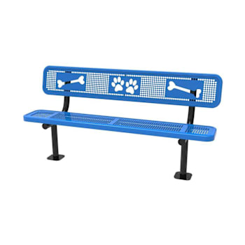 Barkpark® By Ultrasite® 6' Bench With Laser Cut Paw Prints & Bones, Inground