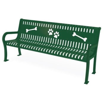 Image for Barkpark® By Ultrasite® 954 Contour Slat Bench With Laser Cut Paw/bone, Green from HD Supply