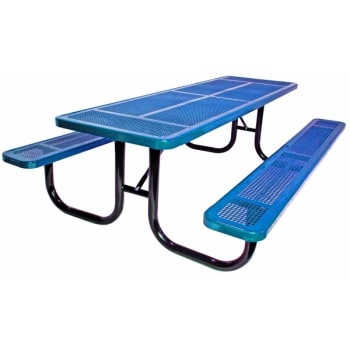 Ultrasite® 8' Extra Heavy Duty Picnic Table, Perforated - Pc Frame - Blue