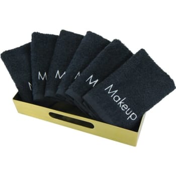 Image for Makeup Remover Towel, 13x13, Black With White Embroidery Pack Of 12 from HD Supply