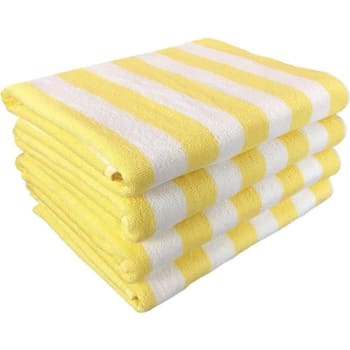 Image for California Cabana Stripe Pool Towel, 30x70'' 15 Lbs/dz, White/yellow, Case Of 24 from HD Supply