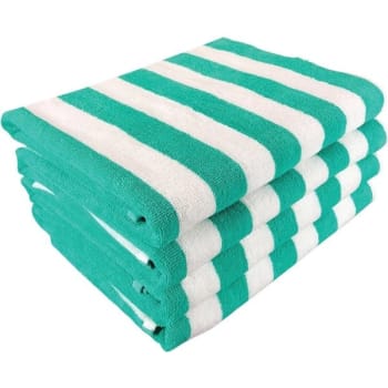 Image for California Cabana Stripe Pool Towel, 30x70'' 15 Lbs/dz, White/green, Case Of 24 from HD Supply