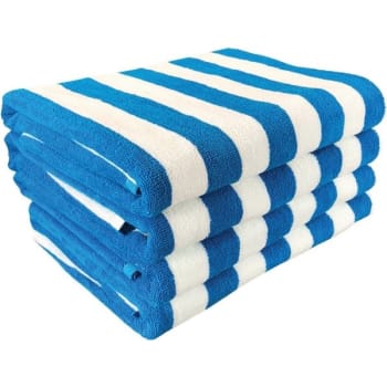 Image for California Cabana Stripe Pool Towel, 30x70'' 15 Lbs/dz, White/blue, Case Of 24 from HD Supply