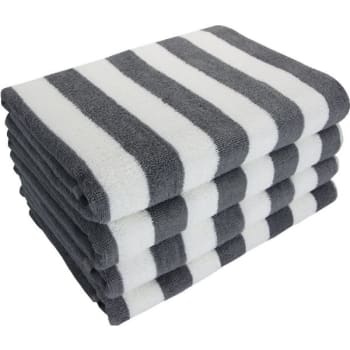Image for California Cabana Stripe Pool Towel, 30x70'' 15 Lbs/Dz, White/Grey, Case Of 24 from HD Supply