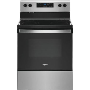 Whirlpool® 30" Electric, Smooth Range w/ 4.8 Cu Ft and Flexheat™, Black on Stainless