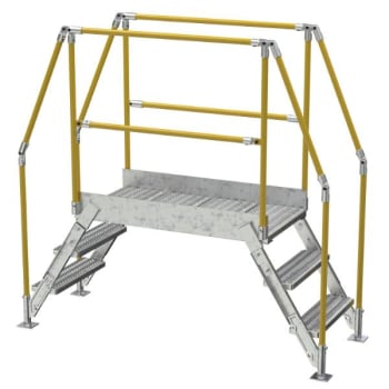 Image for Vestil Galvanized Cross-Over Ladder 78x72.15 In 3 Step from HD Supply