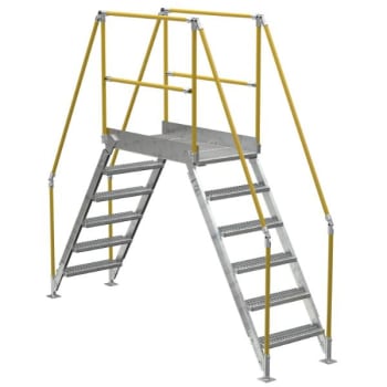 Image for Vestil Galvanized Cross-Over Ladder 116x102.5 In 6 Step from HD Supply