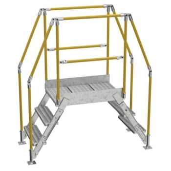 Image for Vestil Galvanized Cross-Over Ladder 66.5x72.15 In 3 Step from HD Supply