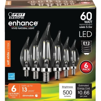 Image for Feit 5.5w Flame Tip Led Decorative Bulb (6-Pack) from HD Supply