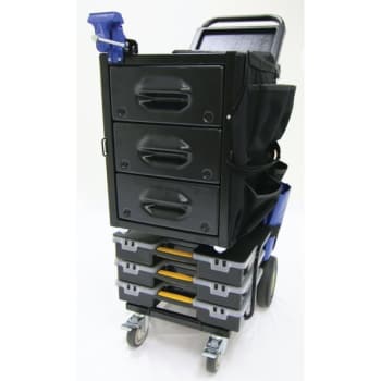 Mobile Shop SD Express Cart With Vise 3 Lockable Drawers Tool Bag And Tools