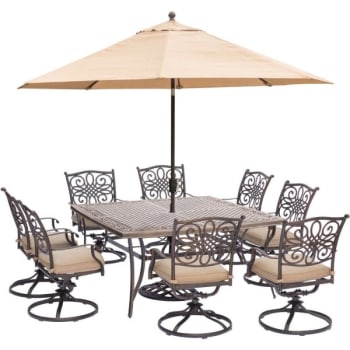 Image for Hanover Traditions 9 Piece Dining Set In Tan from HD Supply