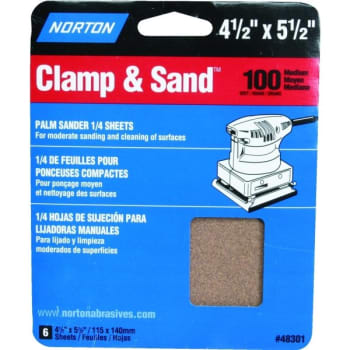 Image for Norton 4-1/2 x 5-1/2" Clamp & Sand Medium 100-Grit Sandpaper Sheet (6-Pack) from HD Supply