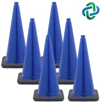Image for Mr. Chain 28 Traffic Blue Traffic Cones Package Of 6 from HD Supply