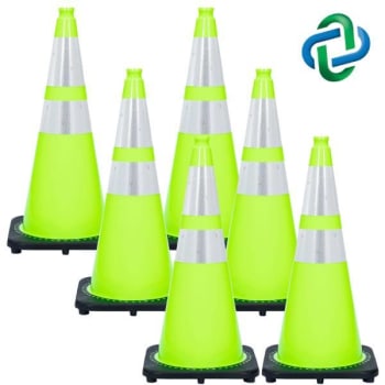 Mr. Chain 28 Safety Green Reflective Traffic Cones  Package Of 6