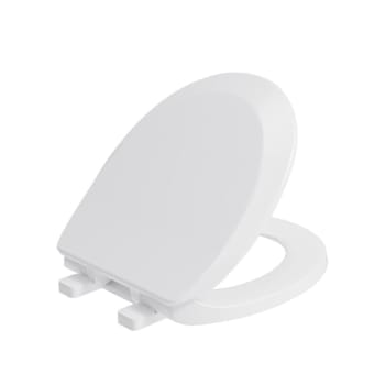 Image for Seasons Round Plastic Closed Front Slow Close Quick Release Toilet Seat, White from HD Supply