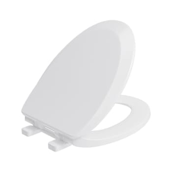 Image for Seasons Elongated Plastic Closed Front Slow Close Quick Release Toilet Seat, White from HD Supply
