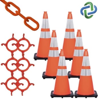 Image for Mr. Chain 36 Traffic Orange Reflective Traffic Cone And Chain Kit from HD Supply