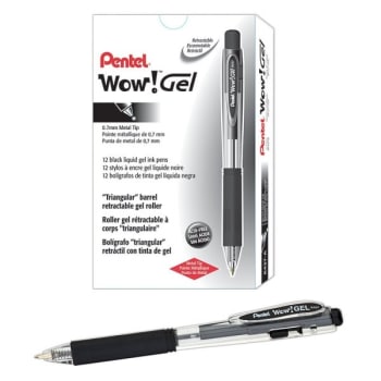 Pentel® WOW 0.7 MM Medium Point Retractable Gel Roller Pen, Package Of 12