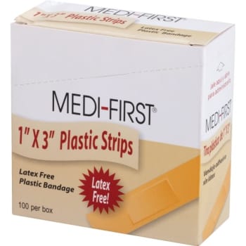 Medi-First® 1 X 3" Plastic Strip Bandage Package Of 100