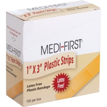 Medi-First® 1 X 3" Plastic Strip Bandage Package Of 100