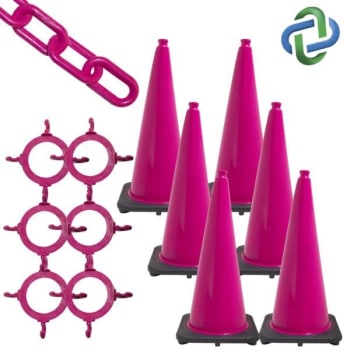 Image for Mr. Chain 28 Safety Pink Traffic Cone And Chain Kit from HD Supply