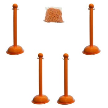 Image for Mr. Chain Safety Orange Heavy Duty Stanchion And Chain Kit from HD Supply