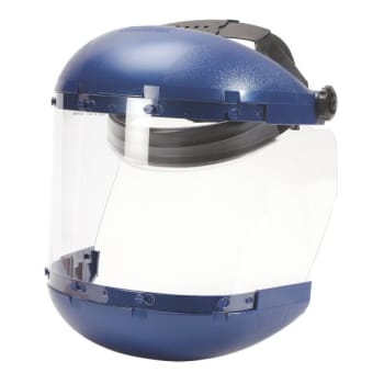 Image for Sellstrom Dual Crown Safety Face Shield With Headgear, Clear Tint, Blue Crown from HD Supply