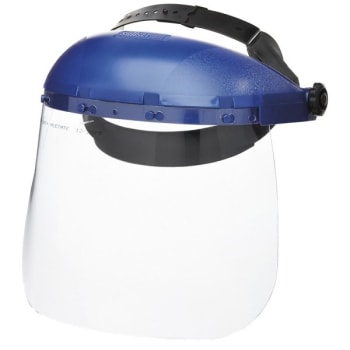 Image for Sellstrom Single Crown Safety Face Shield With Headgear, Uncoated, Blue Crown from HD Supply