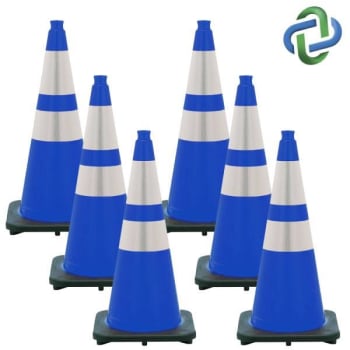 Image for Mr. Chain 28 Blue Reflective Traffic Cone Package Of 6 from HD Supply